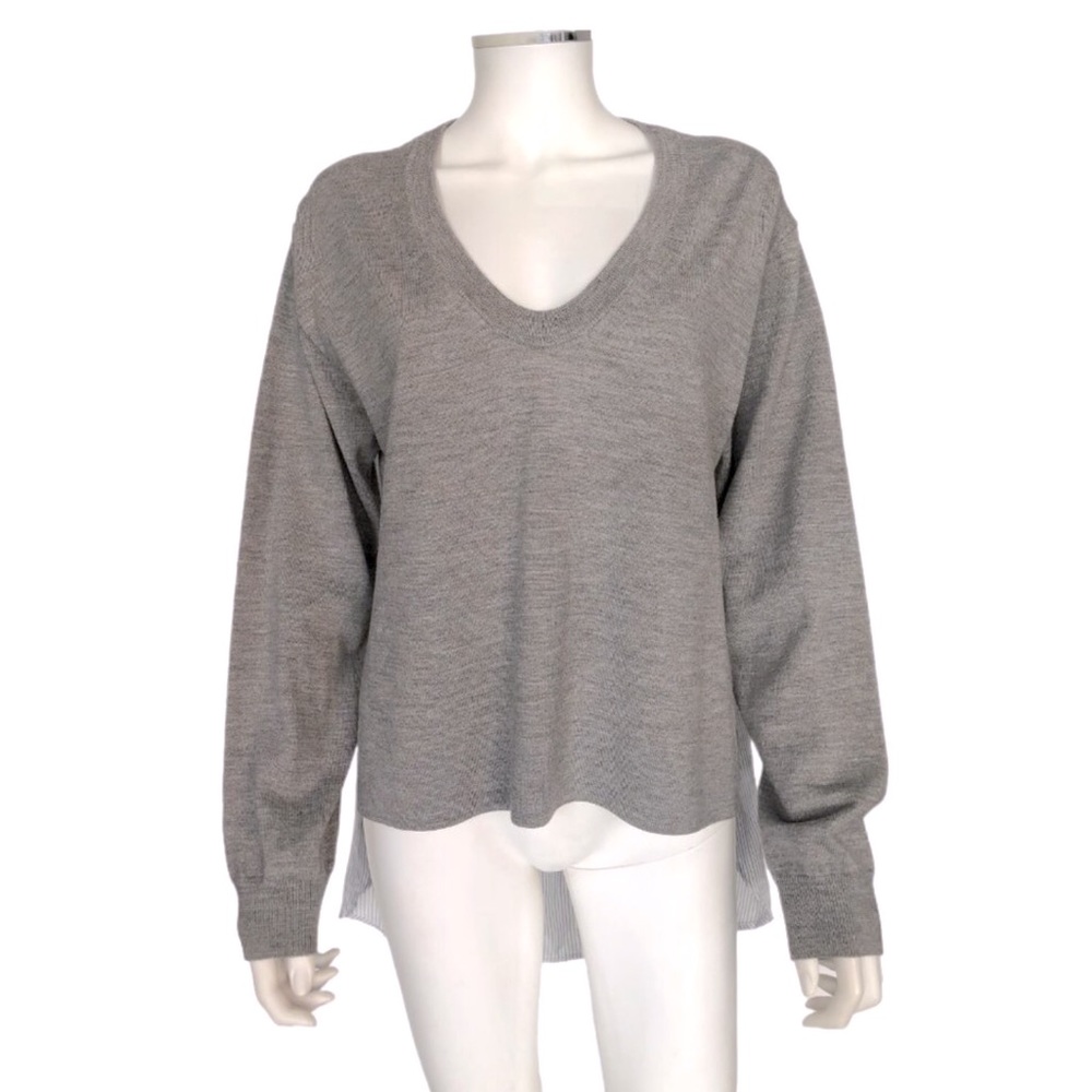 T by Alexander Wang Gray Sweater-stripe Shirt Top Small